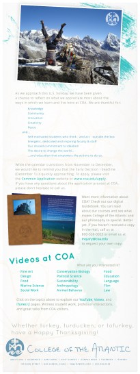 Porcupine Design College of the Atlantic Admission Email Campaign Graphic