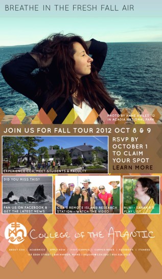 Porcupine Design College of the Atlantic Admission Email Campaign Graphic