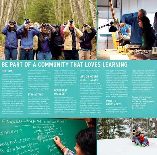 Porcupine Design College of the Atlantic Admission Brochure Graphics