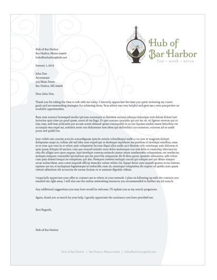Hub of Bar Harbor letterhead | Porcupine Design